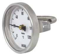 Anliege-Zeigerthermometer mit Halte- feder, Typ A 4551, 80 mm, 0 - 120' C