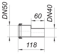 Dallmer Reduzierrohr DN 50/40 fuer den Zulaufanschluss (Muffe 50/ Spitzende 40)