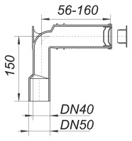 DALLMER Siphonwinkel DN 50/40 ablaengbar,m.Baustopfen,m.Bef.Flansch