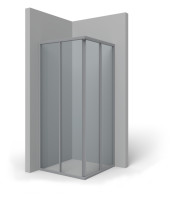 DRIVE 1.0 Eckein.Gleitt.2-tlg.75x200 cm linke Haelfte, silber/ESG klar Antikalk