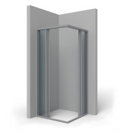 DRIVE 1.0 Eckein.Gleitt.3-tlg.110x200 cm linke Haelfte, silber/ESG klar Antikalk