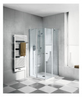 IBIZA Eckeinst. Pendeltuer teilgerahmt 80x185cm,re.Haelf.,silber/ESG klar clean