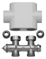 KERMI Ventilhahnblock, Durchgangsform, Blende weiss, Nr. ZV00400001