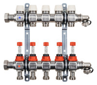 KERMI xnet Heizkreisverteiler 1" Komfort mit 7 Abg., aus Edelstahl, mit Topmeter