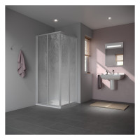 NOVA Diagonal-Einstieg 90 x 185 cm 2-tlg. silber/Kunststoffglas,(1 Haelfte)
