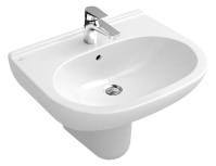 O.NOVO Waschtisch, 55 x 44 cm, Oval 1HL., mit Ueberlauf, weiss