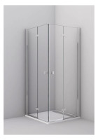 OPTIMA L Drehfalttuer 2-tlg. Anschl. li. 800x2000mm,ESG klar O-Clean,sil. hochgl.