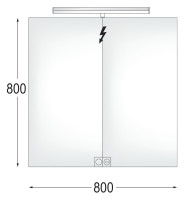 OPTIMA L Spiegelschrank mit 2 Tueren, 800x800x150mm, mit LED Beleuchtung, Alu