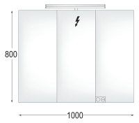 OPTIMA L Spiegelschrank mit 3 Tueren, 1000x800x150mm, mit LED Beleuchtung, Alu