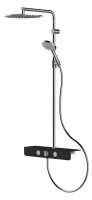 Optima P Duschsystem, mit Thermostat verchromt, mit schwarzem Glas