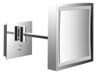 OPTIMA P LED-Kosmetikspiegel, 1-armig eckig, 203x203 mm 3-fach, verchromt