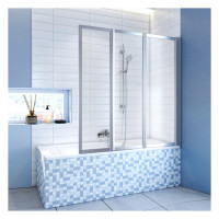 OPTIMA S Faltwand 3tg. 1350x1400mm ESG transparent,Alusilber