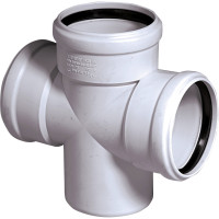 OPTIMA T Abflusssystem Doppelabzweig schallgedaemmt, DN 110/110/110, 87 Grad