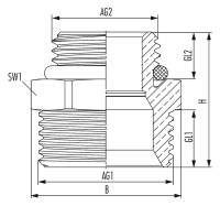 OPTIMA T Anschlussnippel f. Klemmver. 1/2"x3/4" Eurokonus,UBA konf.,Mess.blank