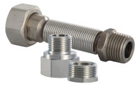 OPTIMA T flexibler Heizkoerperanschluss 1/2x3/8 und 3/4x1/2 + Dichtung, 65-95 mm