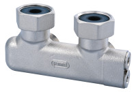 OPTIMA T Umlenkstueck, Nabenabst. 50 mm W-Form,3/4"UWM x 3/4"AG, m. Absp., vern.