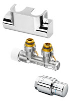 OPTIMA T Ventilgarnitur 1/2" NA 50 mm mit Thermostat, E-Form, verchromt