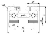 OPTIMA T Zweirohr-Hahnblock, flachdich. D-Form, 3/4" UWM x 3/4" AG, vernickelt