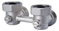 OPTIMA T Zweirohr-Hahnblock, flachdich. W-Form, 3/4" UWM x 3/4" AG, vernickelt