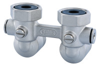 OPTIMA T Zweirohr-Hahnblock, flachdich. W-Form,3/4"UWMx3/4"AG,vern.,entleerbar