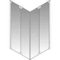 OPTIMA X 1.2 Falt-Eckeinst.teilg.2tlg.re H=b2200mm,B=750-1000mm,chrom,ESGkl.O-Cl.