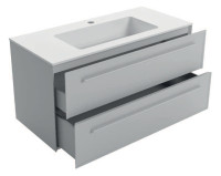 OPTIMA X2 Badmoebelset 100 cm,WTI mittig m.1HL,Unterbau 2 Schubladen,weiss matt