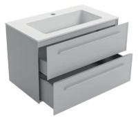 OPTIMA X2 Badmoebelset 80 cm,WTI mittig m.1HL,Unterbau 2 Schubladen,weiss matt