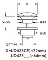 OPTIMA Z Ablaufgarn. f. Waschtisch 11/4 mit UP&DOWN Stopfen D 72 mm, weiss