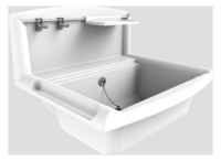 SANIT multiset Funktionsbecken m.Spritz- schutzrueckw. Ablagefl., weiss