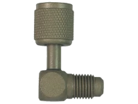Schnellkupplung m. Schraderventil 90° QC-E4 7/16"UNFx7/16"UNF gebogen