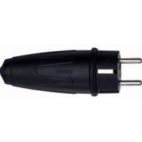 SCHUKO Stecker aus Vollgummi, 16 A,250 V schw.Ausfuehrung, spritzwassergeschuetzt