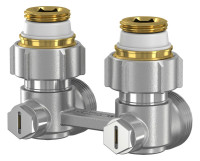 SIMPLEX Zweirohr-Hahnblock Nr. F10012 W-Form,1/2"AGX3/4"AG,f.Klemmverschr.ans.