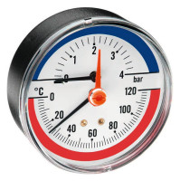 Thermo Manometer TMAX4-1/2",Durchm.80mm Anschluss hinten, mit autom.Absperrvent.