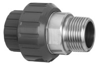 Uebergangsverschraubung,PVC-U/Edelstahl kon. Rohr-AG R d 20 x 1/2" Nr.21.056.07