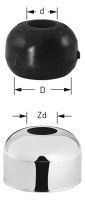 Urinal-Verbinder Gummi,18,5mm,schwarz,m. Zierrosette verchromt, f. Hoeckereinlauf