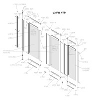 VARIO Badewannenfaltwand 3-fluegelig ueber BW, Fluegel1=700mm, silber/Kerolan