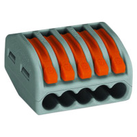 Verbindungsklemme 222 m. 5 Klemmstellen 400 V, 32 A, lichtgrau, Pack a 40 Stk.