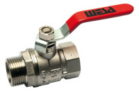 WESA Heizungs-/Solarkugelhahn Typ 610 1" AG/IG flachdicht., Hebelgriff rot