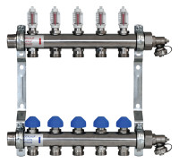 ZEWOTHERM Systemverteiler HKV-D m.Durchflussanzeiger,7 Abgae., Edelstahl